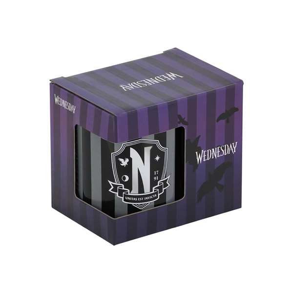 Karactermania Taza Miércoles Original Cerámica 9,5x13x7,8 cm Ideal para Bebidas Calientes en Caja Regalo