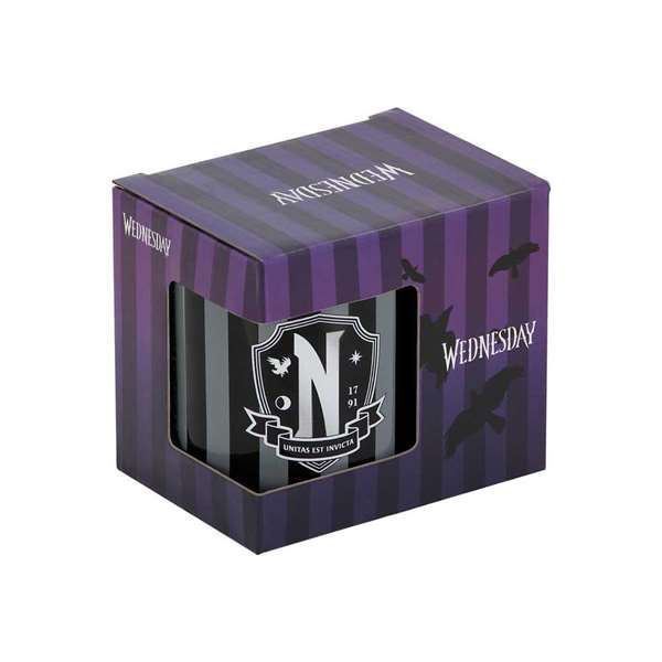 Karactermania Taza Miércoles Original Cerámica 9,5x13x7,8 cm Ideal para Bebidas Calientes en Caja Regalo