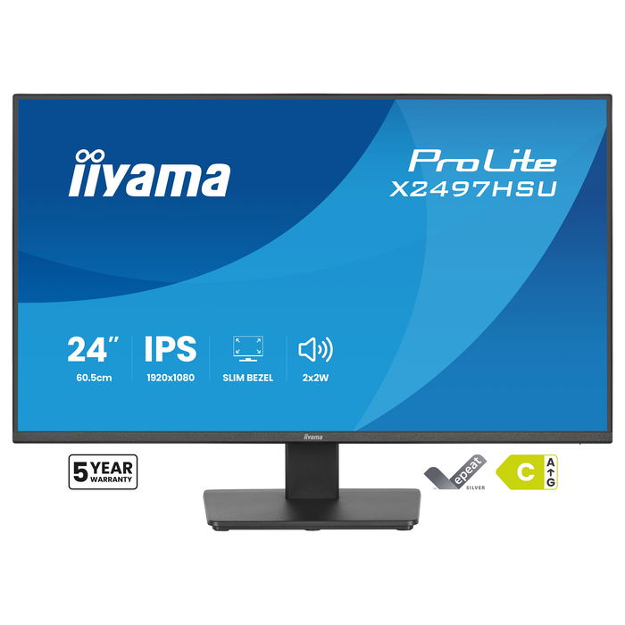 iiyama ProLite X2497HSU-B1 Monitor 23.8" Full HD IPS 120Hz 4ms Adaptive Sync HDMI DisplayPort USB 4W Altavoces Negro Sin Marco