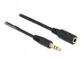DeLOCK Cable de audio en espiral de 3,5 mm con conector macho a hembra, 1,5 m, negro