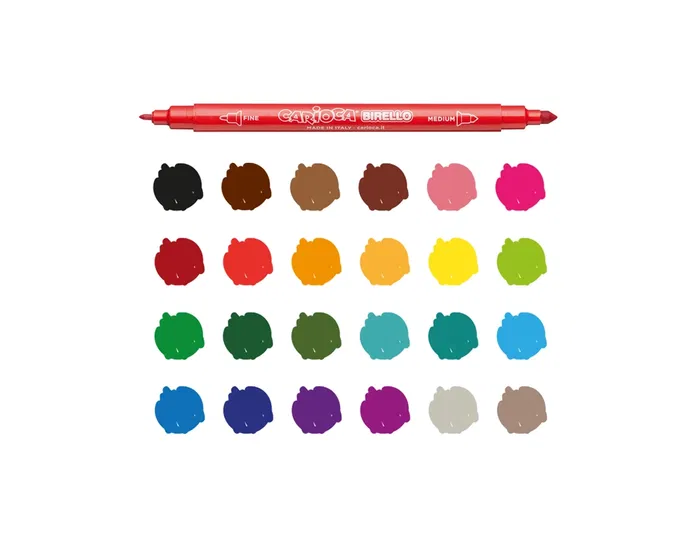Carioca Rotulador Birello Doble Punta Caja 24 Unidades Colores Surtidos Lavable Punta Fibra
