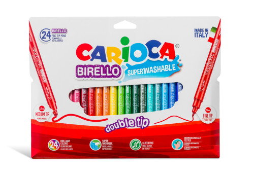 Carioca Birello Estuche de 24 Rotuladores Doble Punta Colores Surtidos