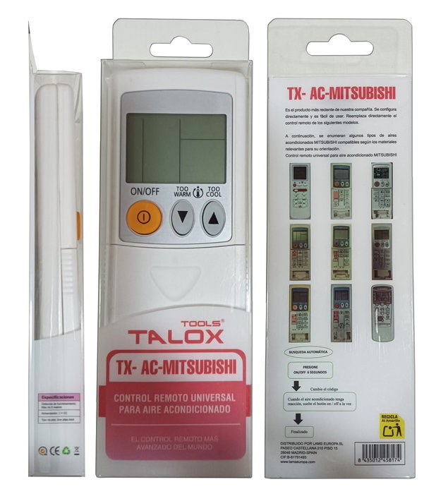 TALOX Mando a distancia para aire acondicionado TX-AC-MITSUBISHI TALOX Mando a distancia para aire acondicionado TX-AC-MITSUBISHI