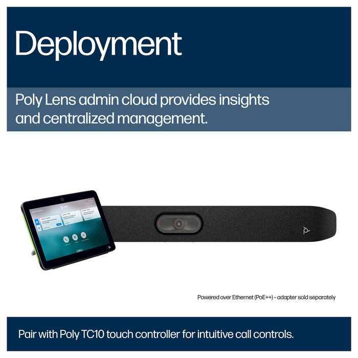 HP Poly Studio X32 Barra de Video Todo en Uno, 4K Ultra HD 50MP, Zoom 5x, Camara 20MP, Microfono 4, Wi-Fi, PoE, Negro