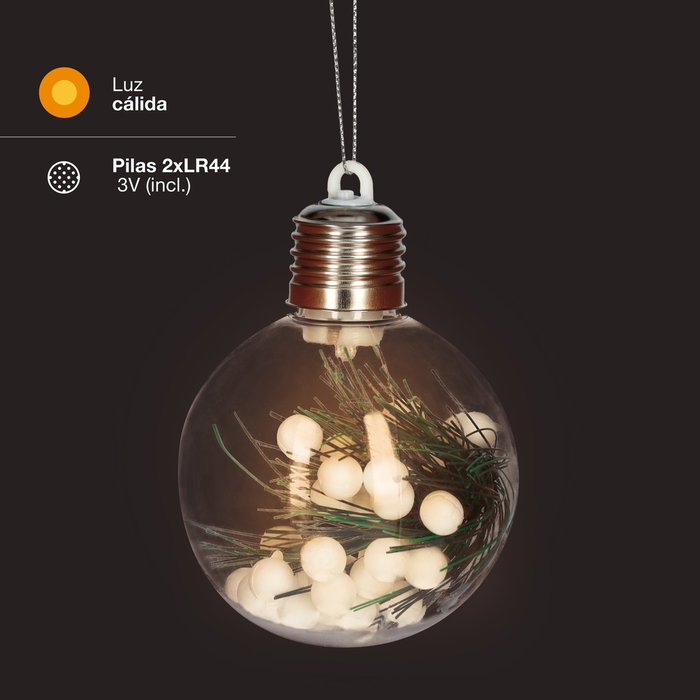 Bambasy Bola de Navidad LED 8cm Luz Cálida Bambasy Bola de Navidad LED 8cm Luz Cálida