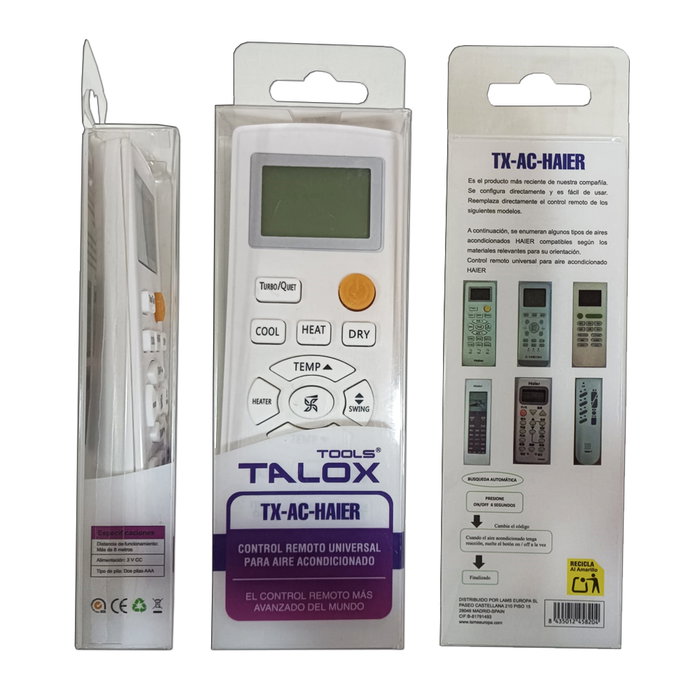 TALOX Mando a Distancia para Aire Acondicionado HAIER TX-AC-HAIER Reacondicionado