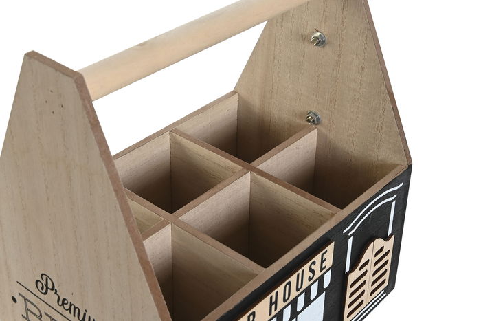 DKD Home Decor Botellero Vintage Natural Negro 16.5 x 26 x 27 cm (2 Unidades)