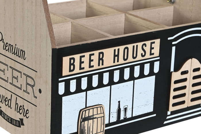 DKD Home Decor Botellero Vintage Natural Negro 16.5 x 26 x 27 cm (2 Unidades)