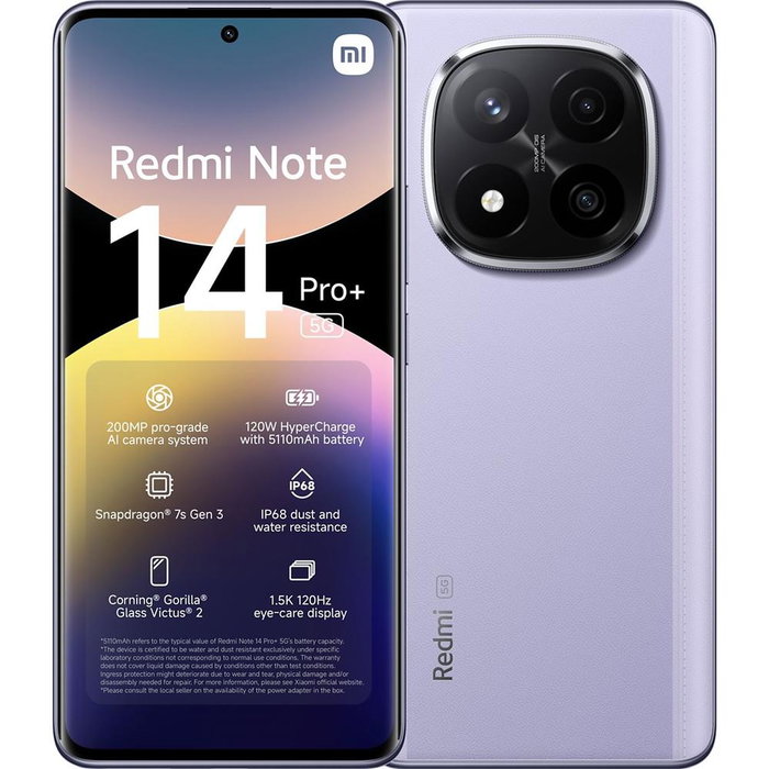 Xiaomi Redmi Note 14 Pro+ 5G 8GB 256GB Púrpura Xiaomi Redmi Note 14 Pro+ 5G 8GB 256GB Púrpura