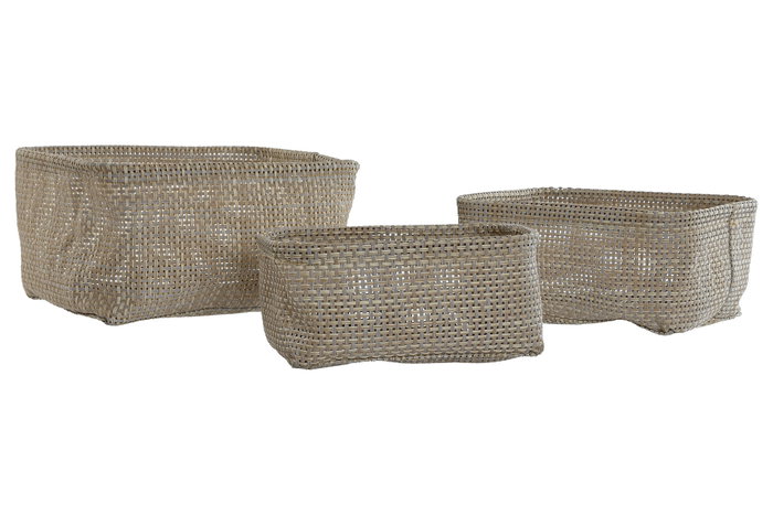 DKD Home Decor Set de 3 Cestos Textilene Beige DKD Home Decor Set de 3 Cestos Textilene Beige