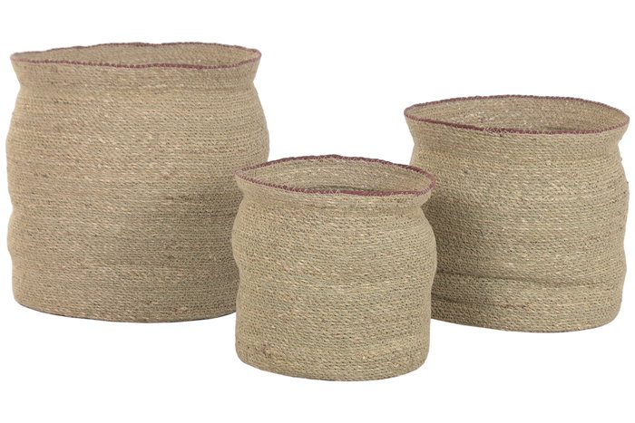 DKD Home Decor Set de 3 Maceteros de Fibra Natural 35x35x35 cm DKD Home Decor Set de 3 Maceteros de Fibra Natural 35x35x35 cm