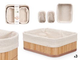Kipit Set 3 Organizadores Bambú Blanco 2 Tamaños 25x9x20 cm (Set de 12)