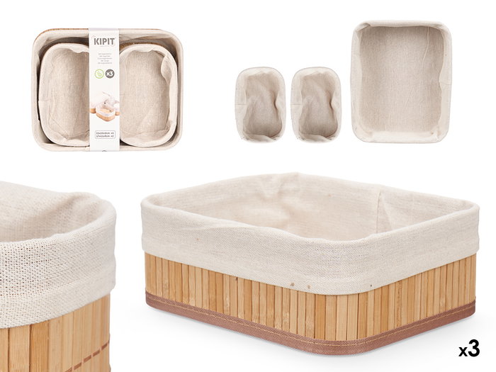 Kipit Set 3 Organizadores Bambú Blanco 2 Tamaños 25x9x20 cm (Set de 12) Kipit Set 3 Organizadores Bambú Blanco 2 Tamaños 25x9x20 cm (Set de 12)