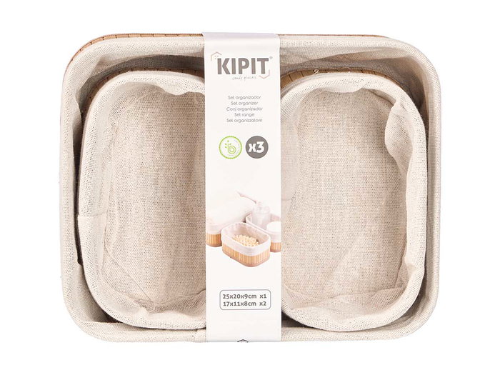 Kipit Set 3 Organizadores Bambú Blanco 2 Tamaños 25x9x20 cm (Set de 12) Kipit Set 3 Organizadores Bambú Blanco 2 Tamaños 25x9x20 cm (Set de 12)