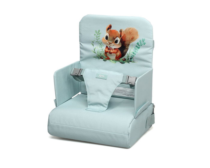 KioKids Trona De Viaje Plegable Para Bebé, Diseño Con Dibujo De Ardilla, Color Salvia, Colección Little Sauvages, Poliéster (6-36 Meses)
