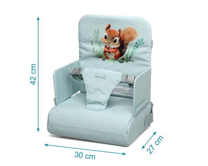 KioKids Trona De Viaje Plegable Para Bebé, Diseño Con Dibujo De Ardilla, Color Salvia, Colección Little Sauvages, Poliéster (6-36 Meses)