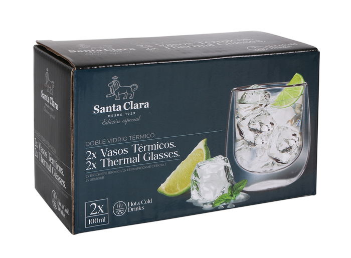 Santa Clara Set 2 Vasos Térmicos Boro 100ml 6 cm x 7.3 cm x 6 cm (2 Cajas)