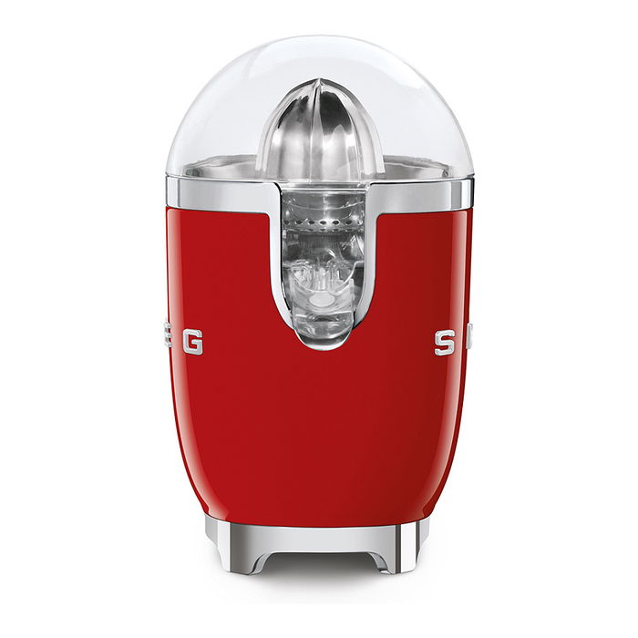 Smeg CJF11RDEU Exprimidor de Cítricos Eléctrico, Color Rojo, 70W, Cono en Acero Inoxidable, Función Antigoteo y Almacenamiento de Cable