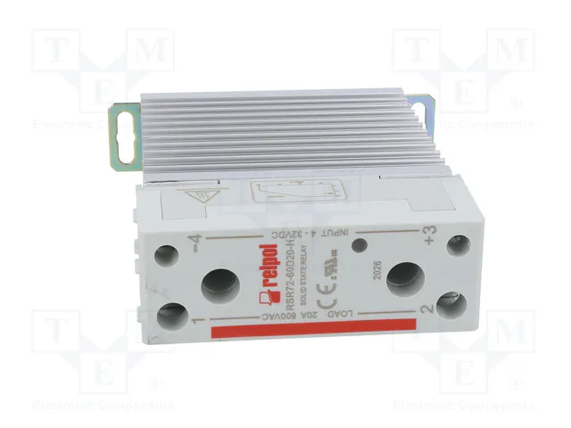 RELPOL RSR72-60D20-H Relé de semiconductor monofásico 20A 24-660VAC RELPOL RSR72-60D20-H Relé de semiconductor monofásico 20A 24-660VAC