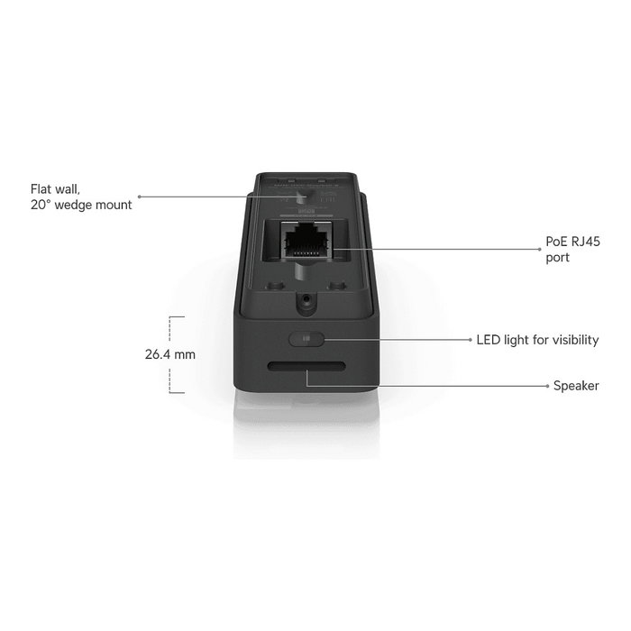 Ubiquiti UVC-Doorbell-Lite-B Negro - Timbre de vídeo para puerta con cámara 5MP (2560x1920), conexión PoE, resistencia IPX5, visión nocturna y micrófono incorporado