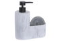 DKD Home Decor Dosificador con Estropajo Símil Mármol Blanco y Negro