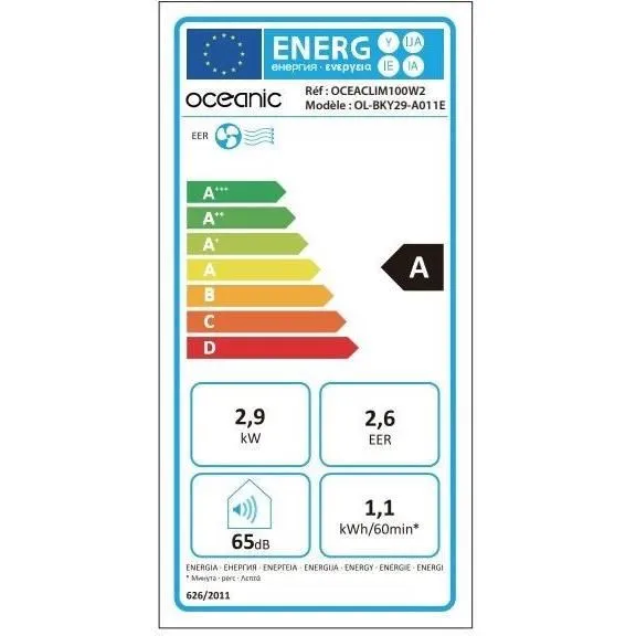Oceanic Climatizador Portátil Monobloc, Aire Acondicionado 2930W (10000 BTU), Programable, Clase Energética A