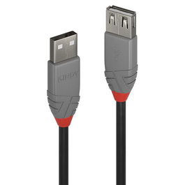 Lindy Anthra Line Cable de Extensión USB 2.0 Tipo A Macho a Hembra, 1m