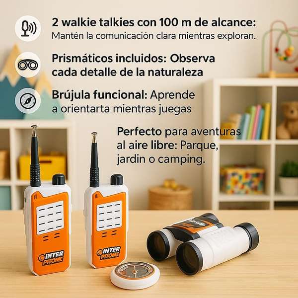JugaToys Walkie Talkie con prismáticos y brújula, alcance 100 metros