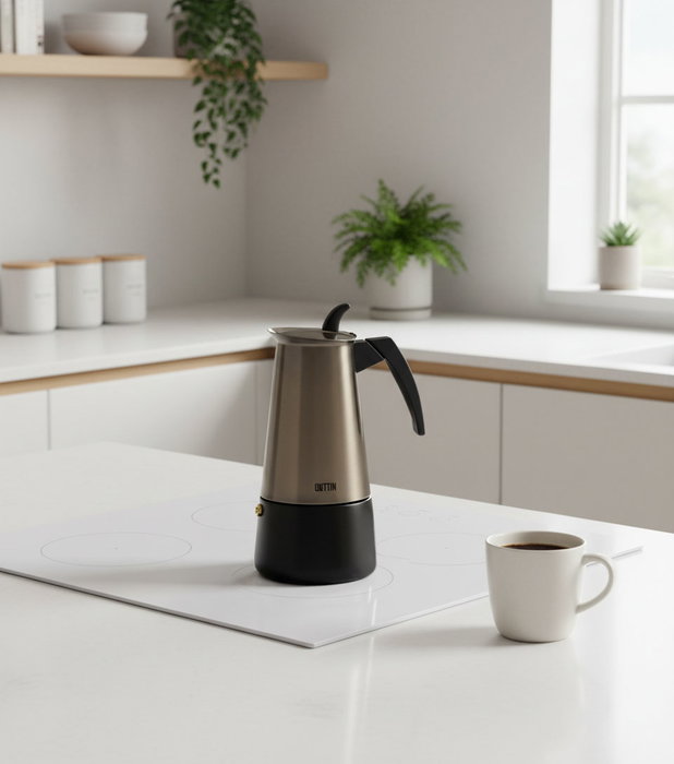 Quttin Cafetera de Inducción Urban en Acero Inoxidable para 4 Servicios