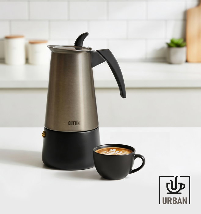Quttin Cafetera de Inducción Urban en Acero Inoxidable para 4 Servicios