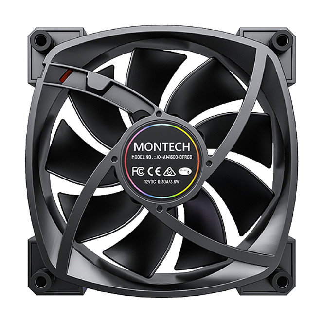 Montech RX140 PWM Ventilador 140mm 540-1760 RPM PWM Negro LED Montech RX140 PWM Ventilador 140mm 540-1760 RPM PWM Negro LED