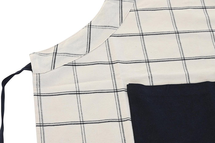 DKD Home Decor Delantal 1 x 85 x 70 cm Set de 2 Azul Beige Cuadros Algodón Poliéster