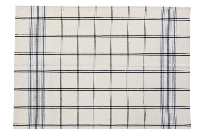 DKD Home Decor Delantal 1 x 85 x 70 cm Set de 2 Azul Beige Cuadros Algodón Poliéster