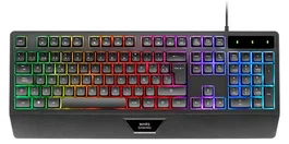 Mars Gaming MK124 Teclado Gaming Semimecánico H-Mech FRGB Rainbow Anti-Ghosting, Compatibilidad Multiplataforma, Reposamuñecas, Español, Negro