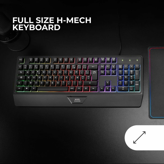 Mars Gaming MK124 Teclado Gaming Semimecánico Negro y Blanco Mars Gaming MK124 Teclado Gaming Semimecánico Negro y Blanco