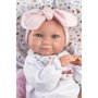 Llorens Muñeca Tina recién nacida con saquito rosa, cuerpo de vinilo, 40 cm