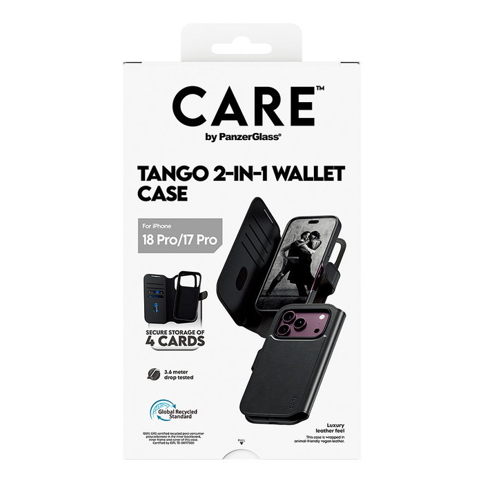 PanzerGlass CARE™ Tango 2-in-1 Wallet Case Black con MagSafe para iPhone 18 Pro | 17 Pro PanzerGlass CARE™ Tango 2-in-1 Wallet Case Black con MagSafe para iPhone 18 Pro | 17 Pro