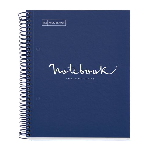 Miquelrius Set de 5 Cuadernos Espiral Emotions Notebook 1 A5 Cuadriculado Azul Marino