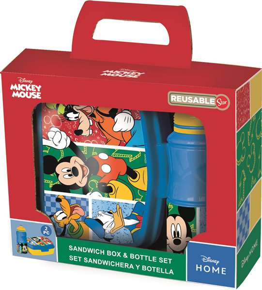 Storio Set Vuelta al Cole 2 Piezas Mickey Has Fun con Botella 380 ml y Sandwichera Rectangular en Caja Regalo para Niños +3 Años Storio Set Vuelta al Cole 2 Piezas Mickey Has Fun con Botella 380 ml y Sandwichera Rectangular en Caja Regalo para Niños +3 Años