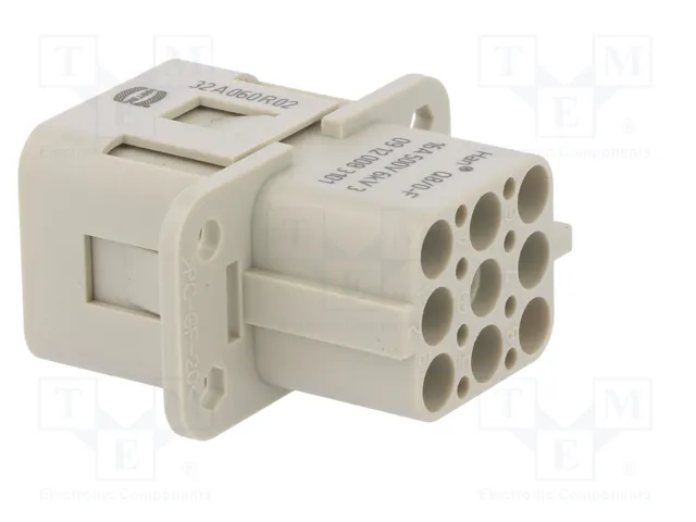 HARTING Han Q Plantilla de Contacto Hembra 16A 500V 9 Pines