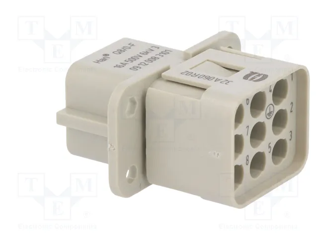 HARTING Han Q Plantilla de Contacto Hembra 16A 500V 9 Pines