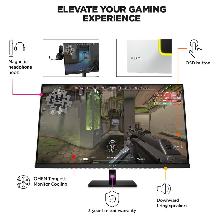 HP OMEN Transcend 32 Monitor Gaming QD-OLED 4K 240Hz Blanco