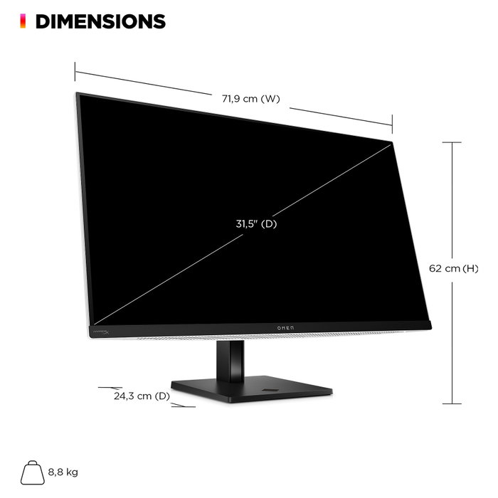 HP OMEN Transcend 32 Monitor Gaming QD-OLED 4K 240Hz Blanco