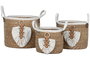 DKD Home Decor Set de 3 Cestas de Fibra y Algodón Natural