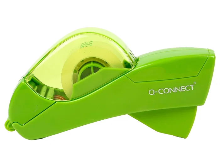 Q-connect Portarrollo Automático Plástico Verde para Cintas 12 y 19 mm Incluye 2 Cintas
