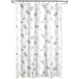 MAURER Cortina de Ducha de Tela Impermeable con Estampado de Hojas 180x200 cm