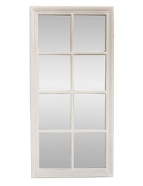 DKD Home Decor Espejo Ventana de Paulownia y Cristal Blanco Envejecido