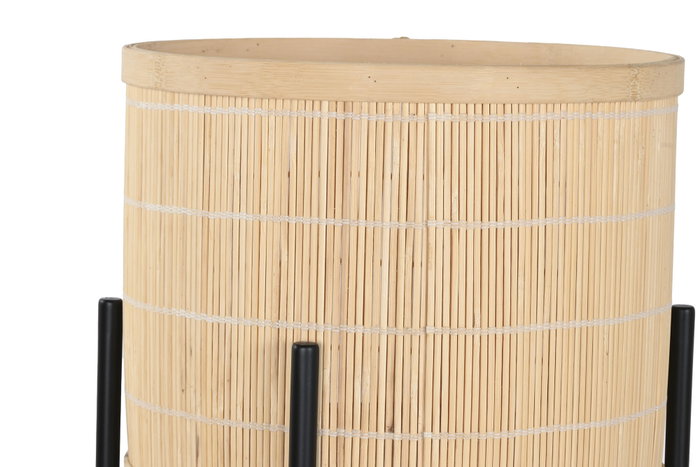 DKD Home Decor Set de 3 Maceteros de Bambú y Metal Negro y Natural