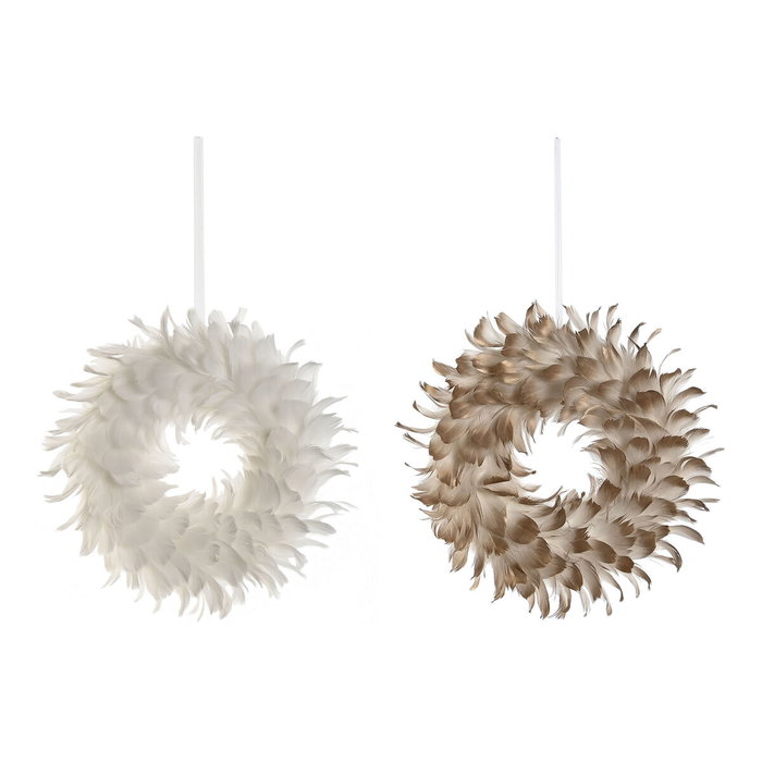DKD Home Decor Corona de Plumas Colgante Surtido de 2 Unidades DKD Home Decor Corona de Plumas Colgante Surtido de 2 Unidades