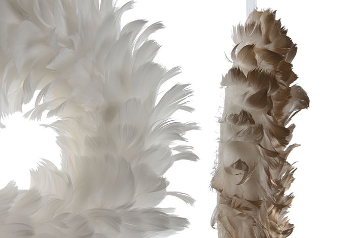 DKD Home Decor Corona Navidad Moderna Dorado Blanco 7 x 30 x 30 cm (2 Unidades)